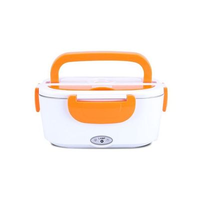 Portable Electric Heating Lunch Box With EU Plug Orange/White