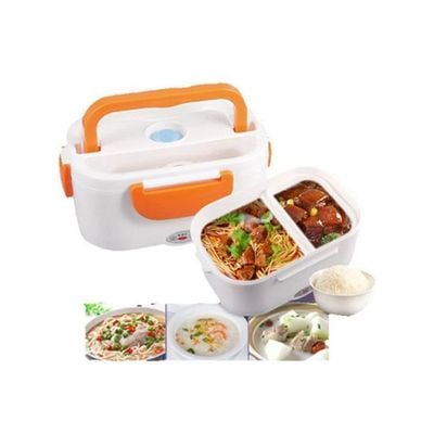 Multi-Function Electric Heating Lunch Box Orange/White 10x5x10centimeter