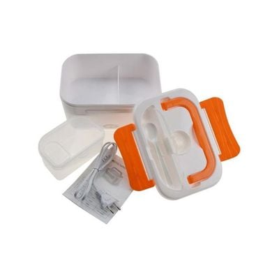 Multi-Function Electric Heating Lunch Box Orange/White 10x5x10centimeter