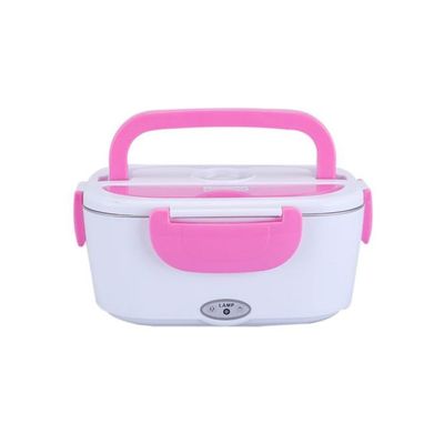 Portable Electric Heating Lunch Box With Car Plug Pink/White