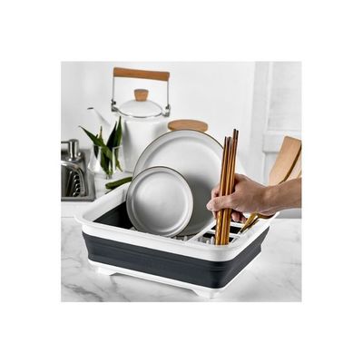 Collapsible Dish Colander Rack White/Black 360x320x122millimeter