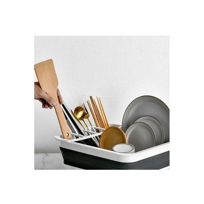 Collapsible Dish Colander Rack White/Black 360x320x122millimeter