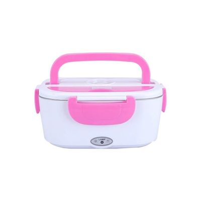 Portable Electric Heating Lunch Box White/Pink 230x160x100millimeter