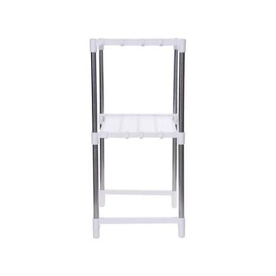 Adjustable 2 Tier Storage Rack White/Silver