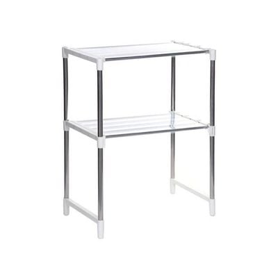 Adjustable 2 Tier Storage Rack White/Silver