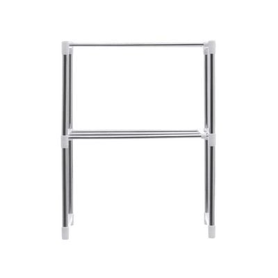 Adjustable 2 Tier Storage Rack White/Silver