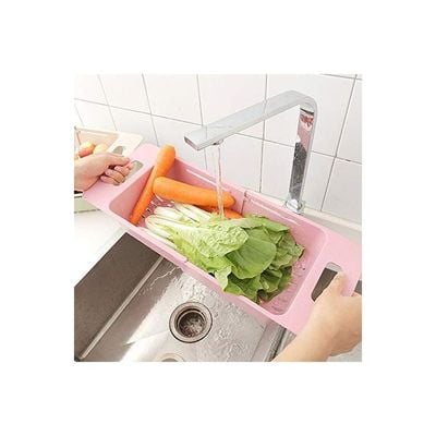 Retractable Adjustment Washing Basket Pink 380x80x180millimeter