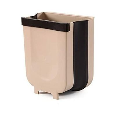 Wall Mounted Folding Kitchen Hanging Cabinet Door Trash Can Beige/Brown 16x6cm