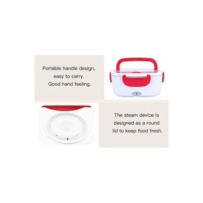 Portable Electric Lunch Box White/Red 24.5x11x11cm