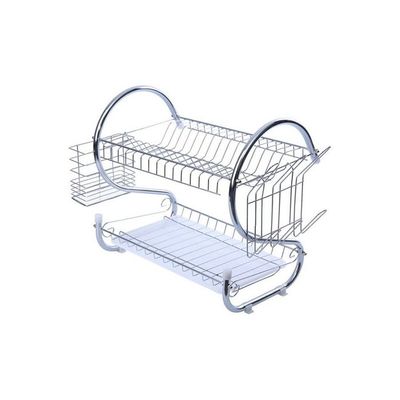 2 Tiers Dish Rack Silver 43x39x25centimeter