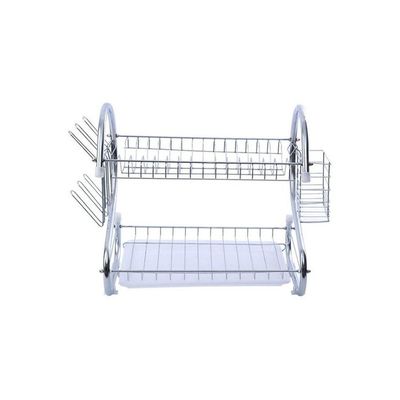 2 Tiers Dish Rack Silver 43x39x25centimeter