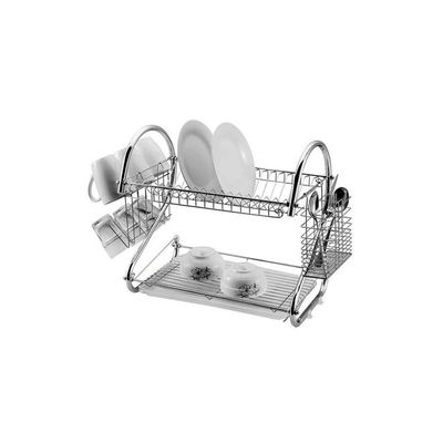 2-Tier Dish Drying Rack Silver 55x39x24centimeter