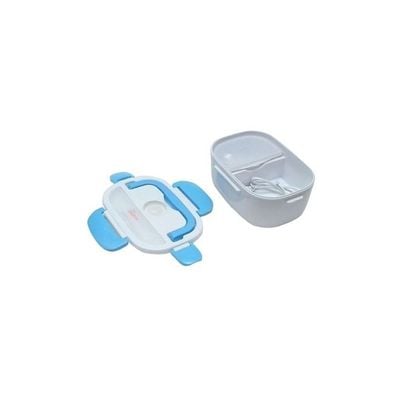 Electric Heating Lunch Box White/Blue 11.8x25.6x18.2centimeter