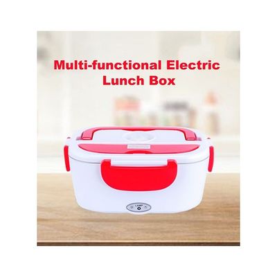 Multifunctional Portable Electric Heating Lunch Box Red/White 9.37 x 6.69 x 4.25inch