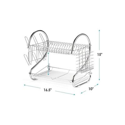 Dish Drying Rack Silver/Beige 42 x 24 x 38centimeter