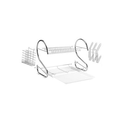 Dish Drying Rack Silver/Beige 42 x 24 x 38centimeter