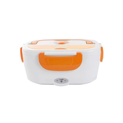 Portable Electric Heating Food Container Warmer With Spoon Orange/White