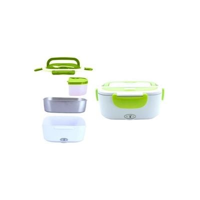 Portable Electric Heating Lunch Box White/Green 238x170x108millimeter