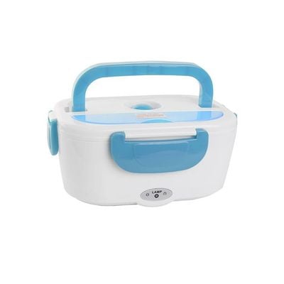 Portable Electric Heating Food Container Warmer With Spoon Blue/White