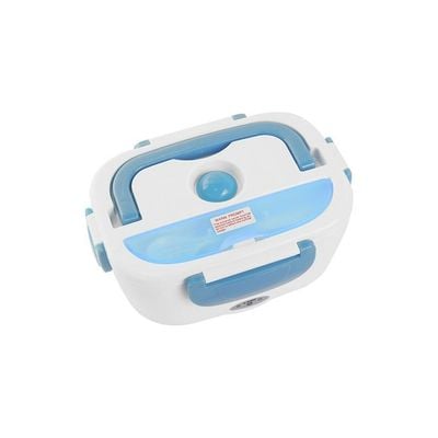 Portable Electric Heating Food Container Warmer With Spoon Blue/White