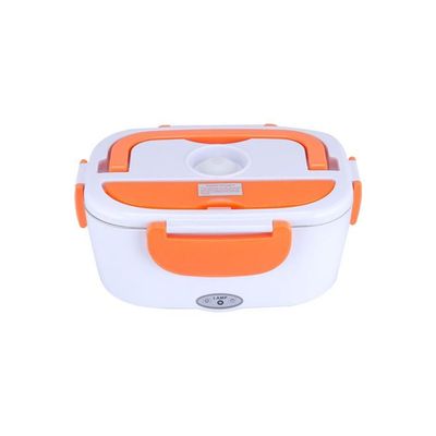Portable Electric Lunch Box White/Orange 23.8x10.8x10.8cm