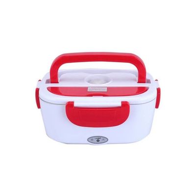 Portable Electric Heating Lunch Box White/Red 238x170x108millimeter