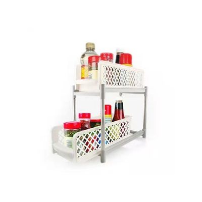 Portable 2 Tier Basket Drawer Kitchen And Bathroom Cabinets White