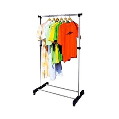 Double Pole Portable Clothes Rack Hanger Extendable Rolling For Clothes Multicolour