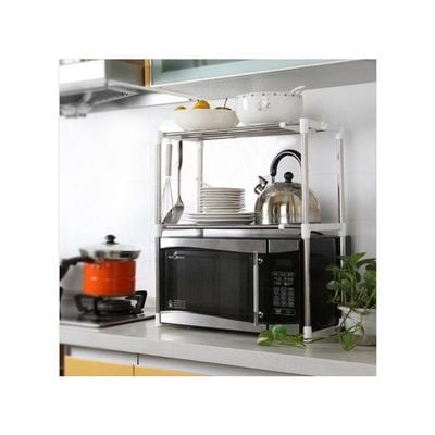 Multifunctional Microwave Oven Rack Silver 49.5-80x25x60.5centimeter