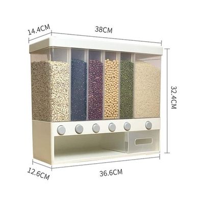 6-Grid Food Dispenser for Dry Food Fruit Storage Box White 40x17x24.5cm