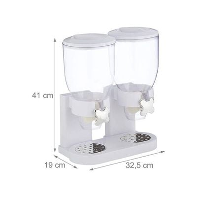 Double Canister Cereal Dispenser White/Clear 35x20x35cm