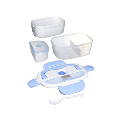 Electric Heating Lunch Box Blue/White 10x7.5x4.5inch