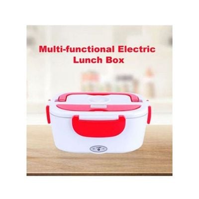 Portable Electric Heating Lunch Box White/Red 238x170x108millimeter