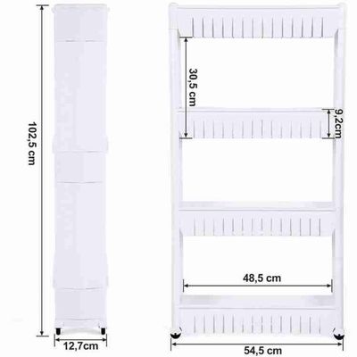 4 Tier Kitchen Rack White Medium