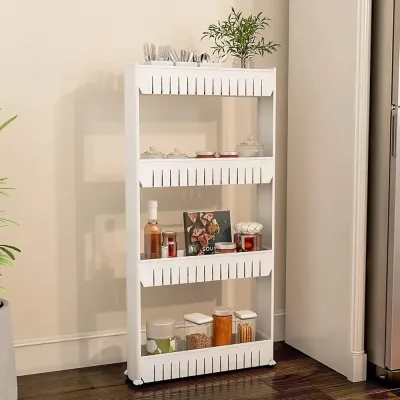 4 Tier Kitchen Rack White Medium