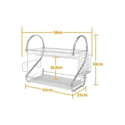 2-Layer Dish Rack Silver 54x38x25cm