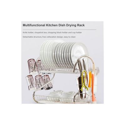 Dish Drying Rack Storage Organizer Silver 41.5x25.5x14cm
