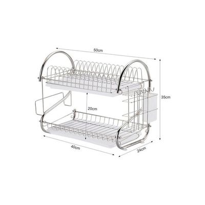 Dish Drying Rack Storage Organizer Silver 41.5x25.5x14cm