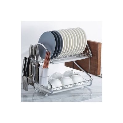 Dish Drying Rack Storage Organizer Silver 41.5x25.5x14cm