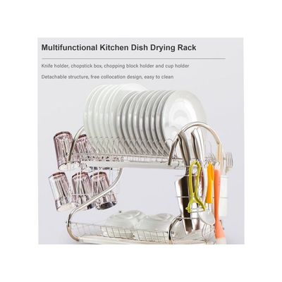 2-Tier Dish Drying Rack Silver 41.50 x 14.00 x 25.50cm
