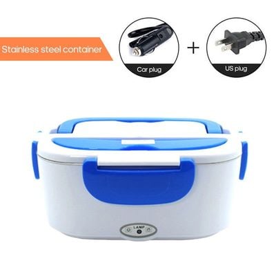 Multi-functional Portable Electric Heating Lunch Box With Removable Stainless Steel Container Blue 23.8*10.8*17cm