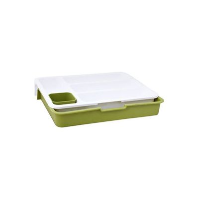 Expandable Plastic Cutlery Storage Tray And Organiser Green 6x28x36centimeter