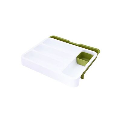 Expandable Plastic Cutlery Storage Tray And Organiser Green 6x28x36centimeter