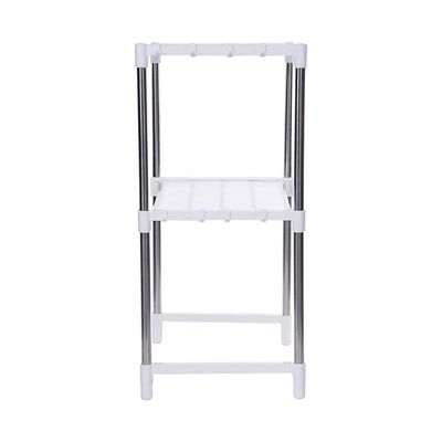 Adjustable 2 Rack Microwave Oven Stand With Hooks White/Silver 88.5x61.5x30.5cm