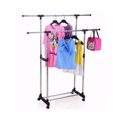 Metal Adjustable Cloth Rack Hanger Silver/Black