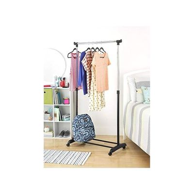 Adjustable Clothes Garment Rack Black/Silver 39.75x66inch