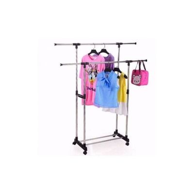 Extendable Clothes Rack Hanger Silver/Black