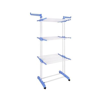 4-Layered Cloth Rack Hanger White/Blue 640x1700millimeter