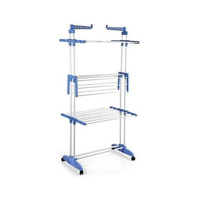 4-Layered Cloth Rack Hanger White/Blue 640x1700millimeter