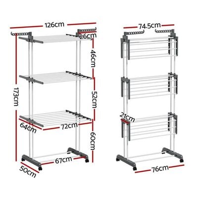 4-Layered Cloth Rack Hanger White/Blue 640x1700millimeter